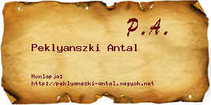 Peklyanszki Antal névjegykártya